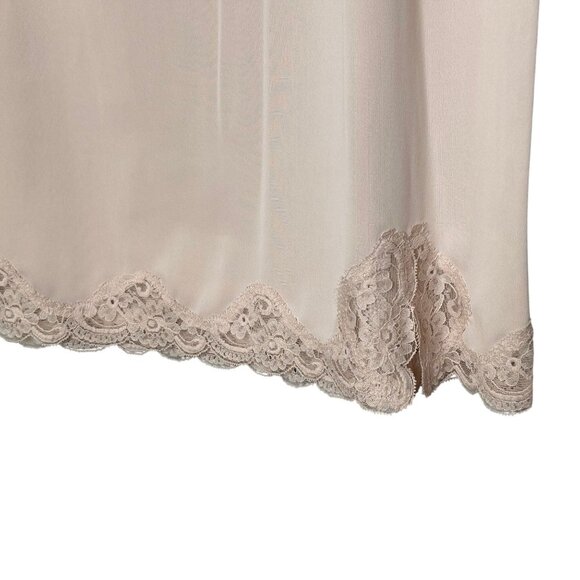 Vintage Shadowline Half Slip Large Tall Beige Nylon Lace Trim 27" USA Made - Picture 2 of 8